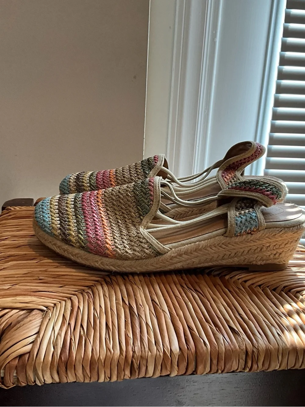 comfortview Multicolor Woven Espadrille Slingback Wedge size 9W